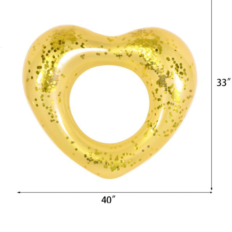 Sequined Golden Heart Swimming Ring (106*94cm Sequined)