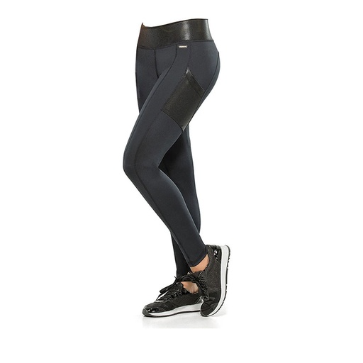 [7027] Black Metallic Control Leggings